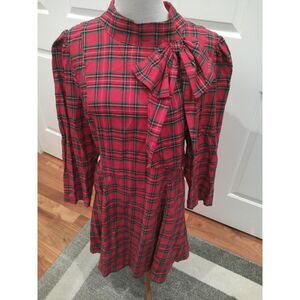 NWT  Stunning Arvada Plaid Padma Bow Mini Dress RED-MULTI / XL by Sugarlips